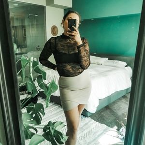 Transparent lace blouse black